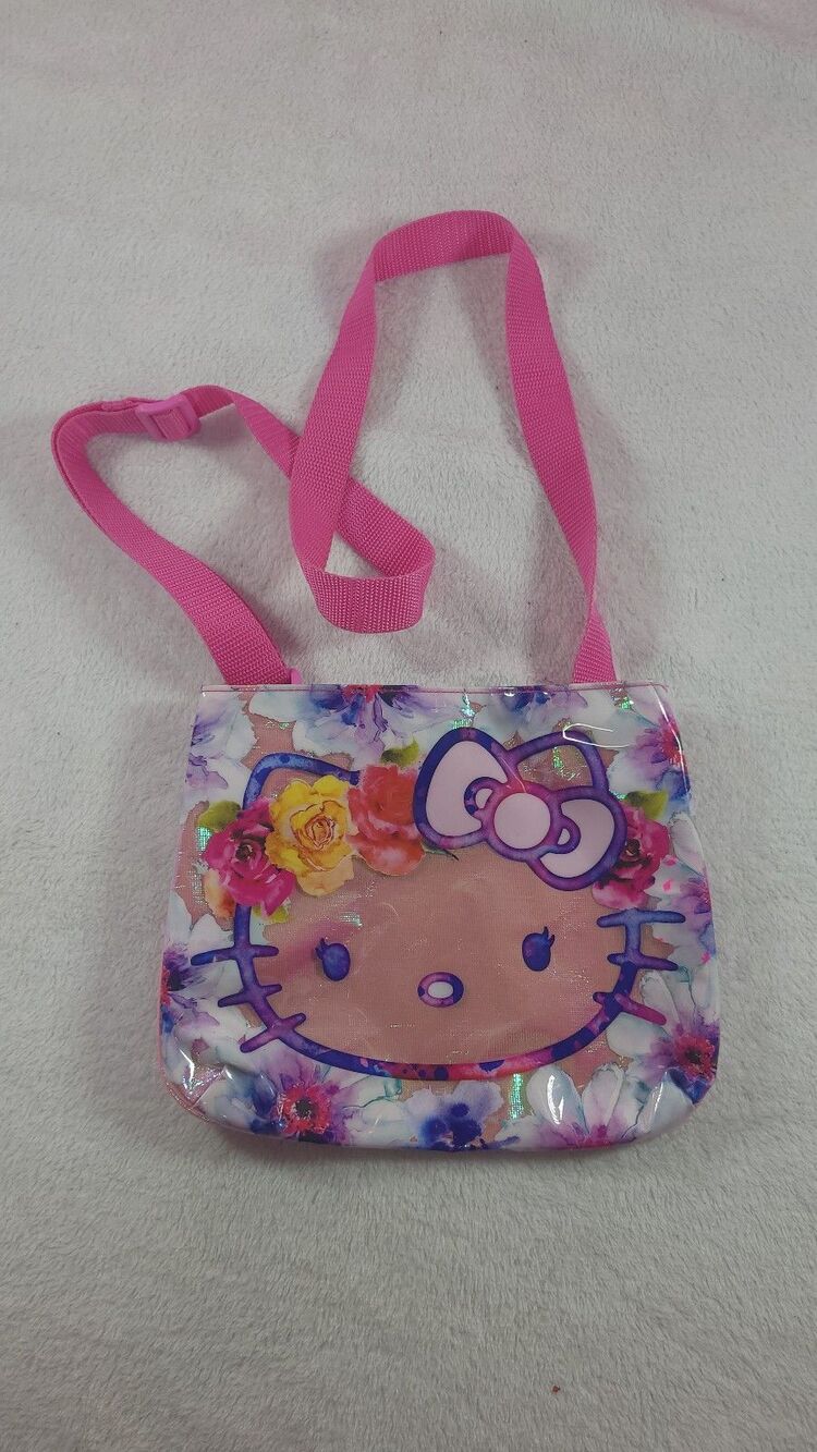 Hello Kitty Sanrio Iridescent Floral Purse Pink Adjustable Strap Kawaii 2016